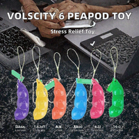 Jouet sensoriel anti-stress en forme de coquille de pois colorée, porte-clés à presser, lot de 6, cadeau pour enfants et adultes
