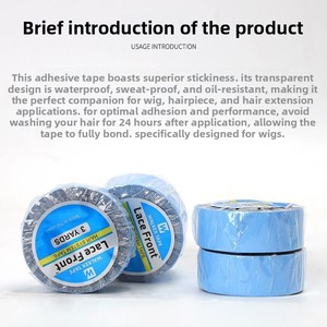 Ruban adhésif double face pour perruques, extensions capillaires, <span class=keywords><strong>colle</strong></span> de renforcement sans couture pour lace front, ruban bleu américain, emballage film Chine - Product Image 4