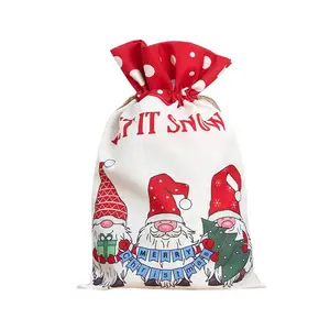 Customizable Cotton Canvas Linen Drawstring Gift Bags Bulk Santa Sack Personalizing Jewelry Packaging Christmas