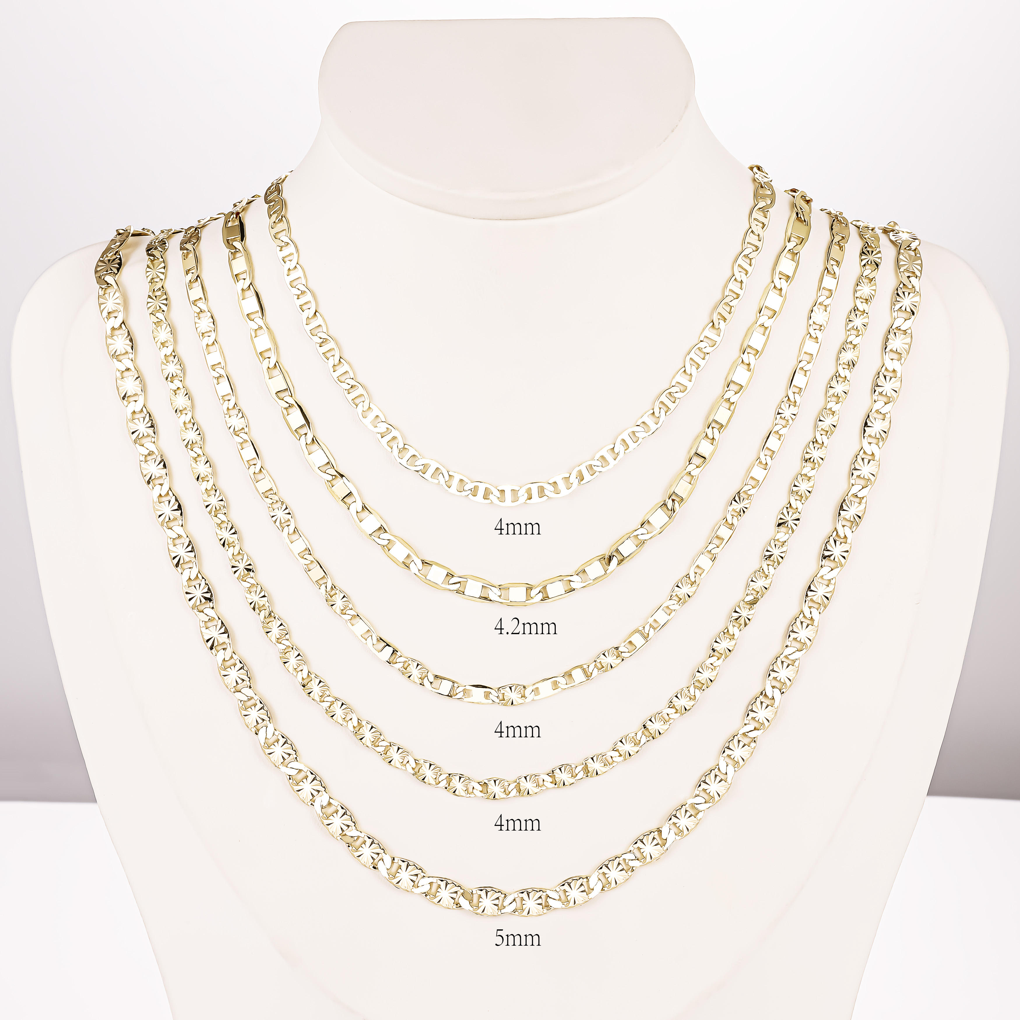 Simple Hypoallergenic Necklace 24 Inches Multi Style Waterproof 14K Gold  Filled Chain Diamond Cut Chain for Women Men