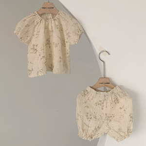 Conjunto de Verano para Niñas, Dos Piezas, Algodón con Estampado Floral, Shorts, Ropa Coreana para Bebés - Product Image 4