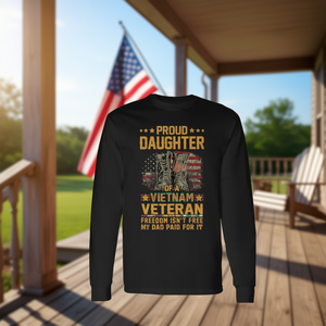 Camiseta de manga larga con bandera patriótica de Vietnam para hija orgullosa de veterano de Vietnam, EE. UU. - Product Image 3