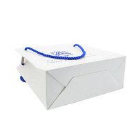 Nouveau Logo bleu estampage à chaud, sac en papier mat en carton personnalisé de luxe de qualité supérieure avec poignées en corde de coton