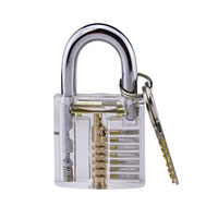 Juego de 24 ganzúas de acero inoxidable para cerrajería con candado transparente, herramientas de práctica, estuche plateado con cremallera, universal