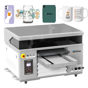 Giftec automatic inkjet 3d uv dtf flatbed printer a2 for tumbler uv dtf decals cup wrap transfers digital album machine