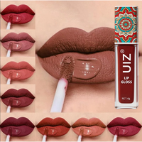 Brillo Labial Mate Impermeable Color Nude Marrón, Pigmento Rojo Oscuro, Lápiz Labial Líquido de Larga Duración con Acabado Terciopelo, Maquillaje para Labios