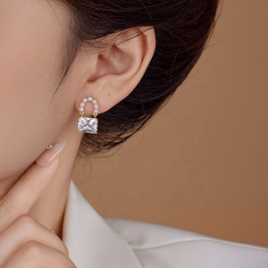 Women's Luxury & Fashionable Stud Earrings with Zircon Pearl <b>Handbag</b> Inspired New Chinese Style Universal Stylish <b>Accessory</b> - Product Image 4