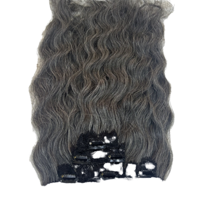 Extensiones de Cabello Humano Remy Indio Gris Oscuro con Clip, Tejido Doble a Máquina, Aptas para Permanente, Disponibles en Todos los Colores - Product Image 1