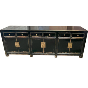 Muebles Rústicos Chinos, Muebles de Madera Reciclada con Acabado Brillante, Muebles Pintados a Mano, Aparador Lacado en Negro para Sala de Estar - Product Image 2