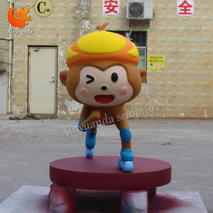 Custom Large Outdoor Fiberglass Skating Monkey Sculpture for Campus Cartoon Mascot Decoration with Animal Pattern - Product Image 5