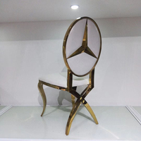 Chaise d'hôtel moderne en acier inoxydable 201 de 1,0 mm d'épaisseur, finition électrolytique or rose/or/argent, dossier croisé, coussin fixe