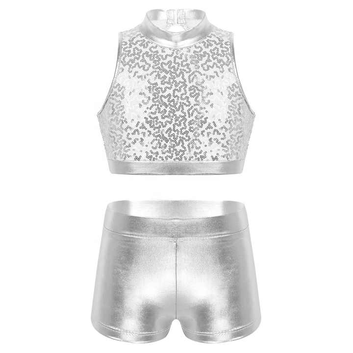 silver sequin dance top