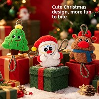 Ensemble de jouets en peluche de Noël pour chien, jouets interactifs à mâcher avec corde qui couine, formes de fêtes variées pour le jeu des molaires du chien