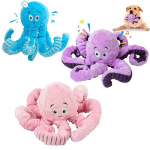 Evcil mutlu kapalı oyun Bitten interaktif yumuşak gıcırtılı Octopus ahtapot Bite römorkör güçlendirmek peluş oyuncak köpek - Product Image 1