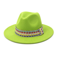 Chapeau Canotier en Feutre de Laine avec Bande Tissée Unie, Style Fedora Décontracté Unisexe, Imprimé par Sublimation, Utilisation Toutes Saisons