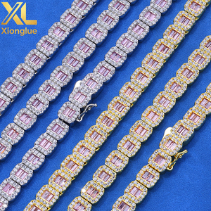 European American 8mm Ladder Pink Zircon Tennis Bracelet Hip-hop Accessories Mixed Zircon Men's Jewelry <b>Cross</b>-Border Fashion - Product Image 5