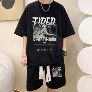 Conjunto deportivo de verano para hombre al por mayor, ropa deportiva fina transpirable de secado rápido, conjunto de camisa y pantalones cortos para hombre de tejido de punto - Product Image 4