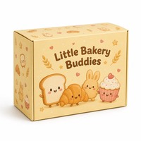 Boîte d'expédition en carton ondulé personnalisée pour l'emballage de pain de boulangerie avec un design de dessin animé mignon et un couvercle pliable