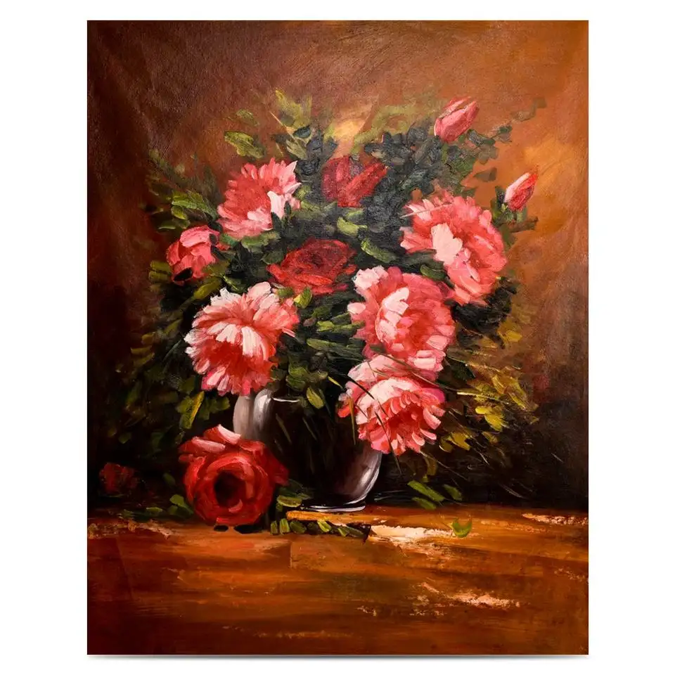 Pretty Picture Big Size Large Red Rose Modern Decoration Flower Hand Painted Oil Painting