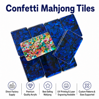 Tuiles de Mahjong en Acrylique Confetti 19mm (1,2 po) Taille Standard Compatible avec les Supports de Mahjong Américains Logo Personnalisé Impression UV Gravure Laser OEM