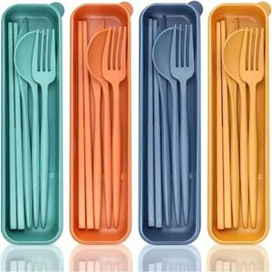 Bestseller <b>Reusable</b> Durable Flatware BPA Free Plastic Portable <b>Cutlery</b> <b>Set</b> Knife Fork Spoon Chopsticks for Travel Daily Use - Product Image 1