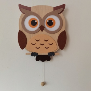 Decoración de Pared de Madera Nórdica para Cuarto Infantil con Luz, Lámpara de Pared Decorativa con Forma de Búho, Funciona con Pilas AA, Interruptor de Cable para Jalar, para Habitación Infantil - Product Image 3