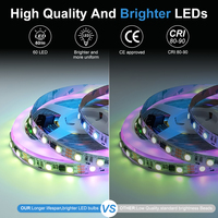 Bande lumineuse LED RGBIC ESann DC 12v/24v WS2811 60LEDs Pixels dynamiques individuels SMD 5050 Bande lumineuse LED numérique intelligente RGBIC