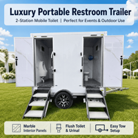 Toilettes mobiles compactes à double réservoir autonome avec chasse d'eau à pédale pour événements extérieurs et mariages