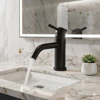 Robinet de lavabo contemporain en acier inoxydable 304 pour hôtel, avec robinets d'eau chaude et froide, finition noir mat, robinets de salle de bain