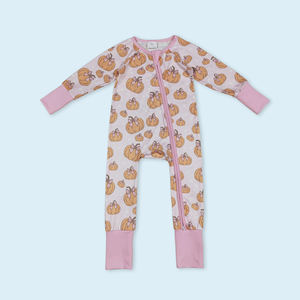 RTS, venta al por mayor, ropa para niños, NO MOQ, Pelele de manga larga de calabazas de otoño para niñas, ropa de diseño de primavera y otoño - Product Image 1