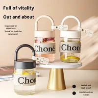 Petite et fraîche bouteille d'eau portable en verre isolée et résistante à la chaleur, adaptée aux bureaux ou aux cadeaux