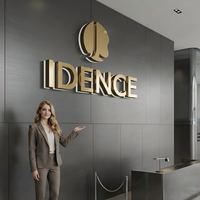 Nouvelle sortie, design le plus récent, enseigne lumineuse LED en acier inoxydable brossé doré pour boutique, salon, salle de sport, institut de beauté, mur intérieur