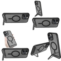 Casing Transparan Anti-Kuning Magnetik dengan Holder untuk iPhone 15 14 13 12 Plus 11 16 Pro Max 17 Air, Dropshipping Casing Ponsel