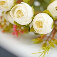 Bouquets artificiels en soie à 15 têtes, petites bourgeons, faits à la main, fleurs modernes mélangées pour souvenirs de mariage