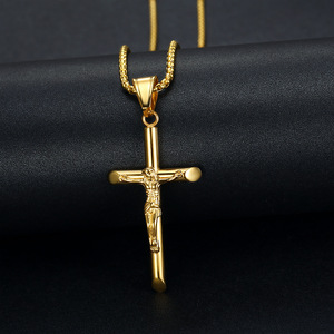 뜨거운 판매 기독교 스테인레스 스틸 뜨거운 판매 유리 십자가 목걸이 남자 펜던트 보석 - Product Image 4