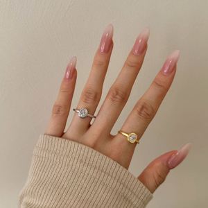 Dylam Exquisite Classic Design Fine Jewelry Brushed Surface Sterling <b>Silver</b> <b>Solitaire</b> Diamond Oval 5A Zirconia Wedding <b>Rings</b> - Product Image 3