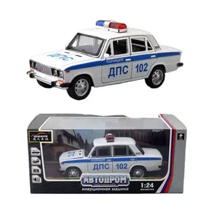 1:24 Scale Russian LADA Lada 2106 Police Car Vehicle Car Model Alloy Simulation Vehicle 1/24 Diecast Model Cars Toys