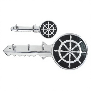 Decorative Large <b>Key</b> Hooks and Rail Easy Installation Type Metal Hook Cast Aluminium Solid <b>Key</b> and Nautical Ship Wheel Hooks - Product Image 1