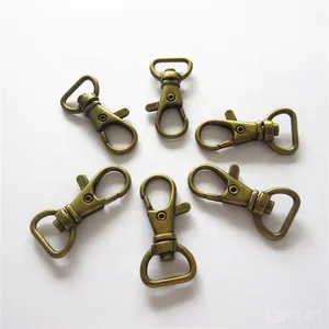 Factory supply cheap 14mm mini antique brass metal swivel snap hook