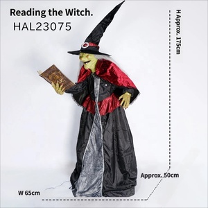 Decorazione di Halloween con Strega Animatronica Spaventosa che si Muove, Statua di Strega con Mani che Sostengono un Libro, Attivata dal Movimento, per Decorazioni di Case Infestate e Feste - Product Image 5