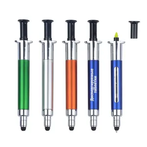 Khuyến Mại Quảng Cáo Tùy Chỉnh Syringe Định Hình Y Tá Stylus Bút Với Highlighter