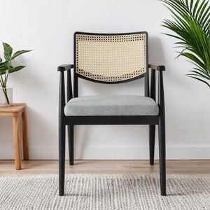 Chaise en <span class=keywords><strong>osier</strong></span> nordique en bois massif, chaise de loisirs de <span class=keywords><strong>bureau</strong></span> avec dossier, chaise de salle à manger simple pour maison d'hôtes - Product Image 4