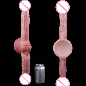 Dildos realistas de doble capa con doble cabeza y ventosa para mujeres y hombres, juguetes sexuales para coqueteo, vagina y ano. - Product Image 3