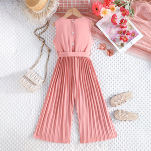 <span class=keywords><strong>Tuta</strong></span> Intera da <span class=keywords><strong>Bambina</strong></span> Estiva 2026 Rosa Senza Maniche con Perle e Pieghe - Product Image 2