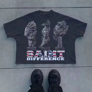 100% coton Boxy recadrée t-shirts Y2K imprimé graphique t-shirts Streetwear haute qualité luxe hommes T-Shirts - Product Image 1