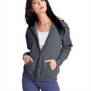 Hoodies courts personnalisés pour femmes, automne, fermeture éclair intégrale, doublure polaire brossée respirante, bordures côtelées, options de broderie pour le branding - Product Image 3