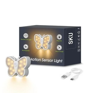 Cute Butterfly Motion <b>Sensor</b> Night <b>Light</b> 3 Colors Dimmable Smart Wireless Magnetic Ambient Lamp USB Rechargeable Cabinet <b>Lights</b> - Product Image 1
