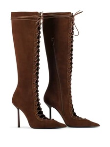 <span class=keywords><strong>Stivali</strong></span> da <span class=keywords><strong>donna</strong></span> in stile occidentale con taglio al ginocchio in tinta unita scarpe eleganti con tacco sottile con cerniera laterale a punta taglia grande <span class=keywords><strong>44</strong></span> - Product Image 3
