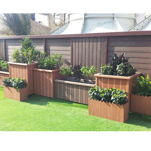 Park garden wpc flower box durable weather-resistant wpc wood outdoor metal steel planter pot garbage box