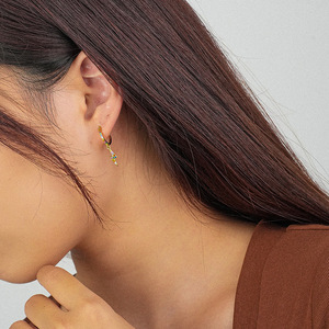 MYF Factory 2024 Custom <strong>Wholesale</strong> 925 Sterling Silver Jewelry Gold Plated <strong>Lightning</strong> Circle Earrings Zircon Best Factory Price - Product Image 5